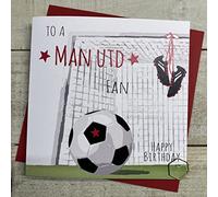 WHITE COTTON CARDS MAN UTD - FOOTY STARS NET BIRTHDAY CARD, HAND FINISHED (FFN4)