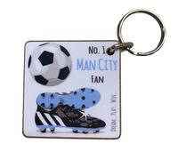 WHITE COTTON CARDS Manchester Man City Citizens Football Fan - KEYRING (K-FN5)