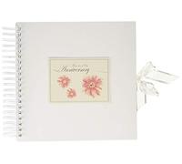 White Cotton Cards 'Memories of Our Anniversary' Pink Flowers Design, Card & Memory Book (AG10)