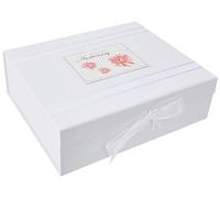 White Cotton Cards 'Memories of Our Anniversary' Pink Flowers, Large Keepsake Box (AG2X)