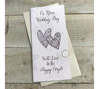 WHITE COTTON CARDS MONEY WALLET - On Your Wedding Day - HEARTS Handmade (WBW31)