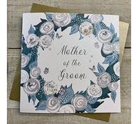 WHITE COTTON CARDS MOTHER OF THE GROOM, FLOWERS & BUTTERFLIES WEDDING CARD, HAND FINISHED (D18-MOG)