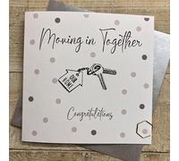 WHITE COTTON CARDS MOVING IN TOGETHER - KEYS OUR NEW HOME CARD, HANDMADE (S644)