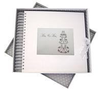 White Cotton Cards MRS10 Mrs & Mrs Wedding Cake Design Handmade Card and Memory Book