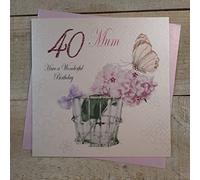 White Cotton Cards Mum 40 Have A Wonderful, Handmade 40th Birthday Card (Code pdm40-mum)