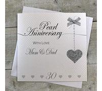 WHITE COTTON CARDS Mum & Dad 30th Pearl Wedding Anniversary Handmade Card - Love Lines LLA30MD