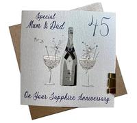 WHITE COTTON CARDS MUM & DAD 45TH ANNIVERSARY CARD, HANDMADE (DAA45-MD)