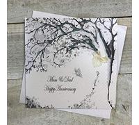 White Cotton Cards "Mum & Dad Happy Anniversary Handmade Anniversary Card, PD32