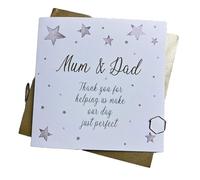 WHITE COTTON CARDS MUM & DAD - THANK YOU WEDDING CARD, HAND FINISHED (SC30)