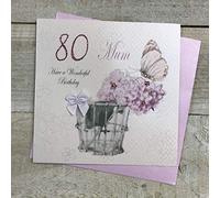 White Cotton Cards Mum Have a Wonderful 80th Birthday Vintage Handmade Card, White, pdm80