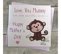 white cotton cards Mummy Love From Your Little Monkey x Handmade Mother's Day Card, Pink, MP8