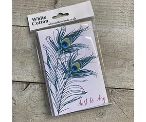 WHITE COTTON CARDS Notelets - Just to Say Feather (Pack of 6) 95-14J