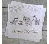 WHITE COTTON CARDS On Your Baby Shower Handmade Card, White, PD211