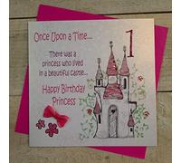 white cotton cards Once Upon a Time Happy 1st Birthday Princess Handmade Card Castle