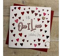WHITE COTTON CARDS ONE I LOVE HEARTS - VALENTINE'S DAY CARD, HAND FINISHED (V26-10)