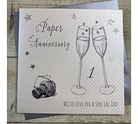 WHITE COTTON CARDS Paper Love On Your Special Day Handmade 1st Anniversary Card, WA1