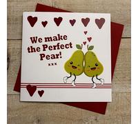 WHITE COTTON CARDS PEAR - VALENTINE'S DAY CARD, HAND FINISHED (V26-30)