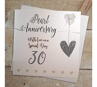WHITE COTTON CARDS Pearl Love On A Special Day, Handmade 30th Anniversary Card, Code LLa30