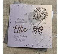 WHITE COTTON CARDS PERSONALISED BIRTHDAY CARD - PALE PINK SUPER SPARKLY - BALLOONS (P24-13 & XP24-13)