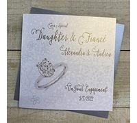 White Cotton Cards PERSONALISED ENGAGEMENT CARD. ANY RELATION. OVAL CUT RING DESIGN. Handmade (P22-104 & XP22-104)