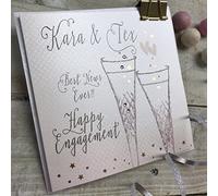 WHITE COTTON CARDS PERSONALISED ENGAGEMENT FLUTES Handmade (P19-8E & XP19-8E)