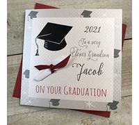 WHITE COTTON CARDS PERSONALISED GRADUATION CARD, GRANDSON - A SCROLL DESIGN Handmade (P20-41-GS & XP20-41-GS)