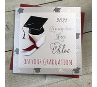 WHITE COTTON CARDS PERSONALISED GRADUATION CARD, NIECE - A SCROLL DESIGN Handmade (P20-41-NIE & XP20-41-NIE)