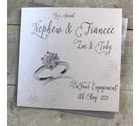 WHITE COTTON CARDS PERSONALISED NEPHEW & FIANCEE ENGAGEMENT RING Handmade (P20-40 & XP20-40)