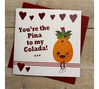 WHITE COTTON CARDS PINEAPPLE - VALENTINE'S DAY CARD, HAND FINISHED (V26-31)