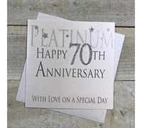 white cotton cards "Platinum Happy 70th Anniversary With Love On A Special Day Handmade Card