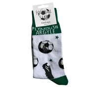 WHITE COTTON CARDS Plymouth Argyle Pilgrims FC Football Club - Football Fan Novelty Socks. Size UK Adults 8-12