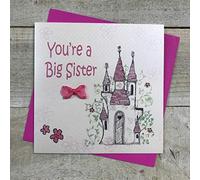 White Cotton Cards Princess Castle You’re a Big Sister Handmade New Baby Card, GL225