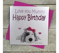 WHITE COTTON CARDS Puppy Love You Mummy Happy Handmade Birthday Card, N305