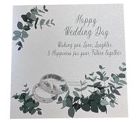 WHITE COTTON CARDS Rings Happy Day Extra-Large Handmade Wedding Card, White, XLWB6,16cm x 16cm