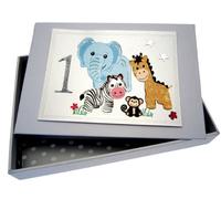 WHITE COTTON CARDS Safari Animals Age 1 Tiny Photo Album Code SAF1T, White