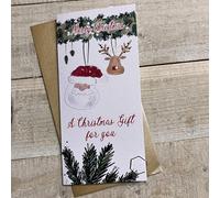 WHITE COTTON CARDS Santa & Rudolf Baubles Christmas Money Wallet - Hand Finished from (WBW-C31)