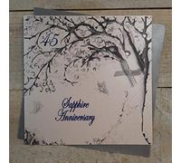 WHITE COTTON CARDS Sapphire, Handmade 45th Anniversary Card, Code PA45