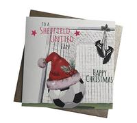 WHITE COTTON CARDS SHEFFIELD UNITED - FOOTBALL & SANTA HAT - FOOTBALL CHRISTMAS CARD (FFX28)