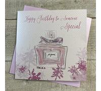 WHITE COTTON CARDS SOMEONE SPECIAL - PURFUME BIRTHDAY CARD, HANDMADE (VN134)