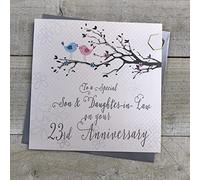 WHITE COTTON CARDS Son & Daughter-in-Law 23rd Wedding Anniversary Card Birds and Tree branch