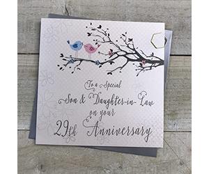 WHITE COTTON CARDS Son & Daughter-in-Law 29th Wedding Anniversary Card Birds and Tree branch