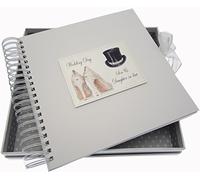 White Cotton Cards Son/Daughter-in-Law Wedding Day Card and Memory Book (Top Hat/Shoes)
