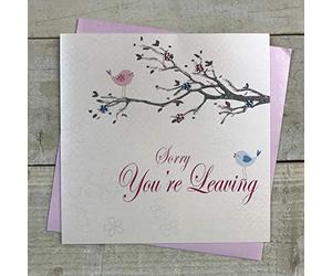 white cotton cards "Sorry You're Leaving Handmade Leaving Card, PD83