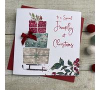 WHITE COTTON CARDS SPECIAL FAMILY 3 PRESSIES - CHRISTMAS CARD, HANDMADE (C22-63 & XC22-63)