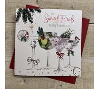 WHITE COTTON CARDS SPECIAL FRIENDS COCKTAILS CHRISTMAS CARD - HAND FINISHED (C25-41)
