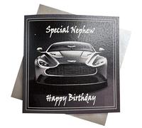 WHITE COTTON CARDS SPECIAL NEPHEW - SPORTS CAR BIRTHDAY CARD, HAND FINISHED (S604)