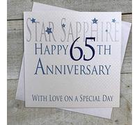 white cotton cards Star Sapphire Happy 65th Love On A Special Day, Handmade Anniversary Card (Code AW65)