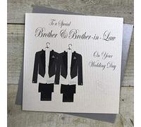White Cotton Cards Suit to A Special Brother-in-Law Day Handmade Gay Wedding Card, PD209bro