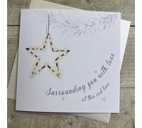 WHITE COTTON CARDS SURROUNDING YOU WITH LOVE STAR SYMPATHY CARD, HAND FINISHED (D250)