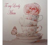 WHITE COTTON CARDS Tea Cups To My Lovely Mum Handmade Card, MP3